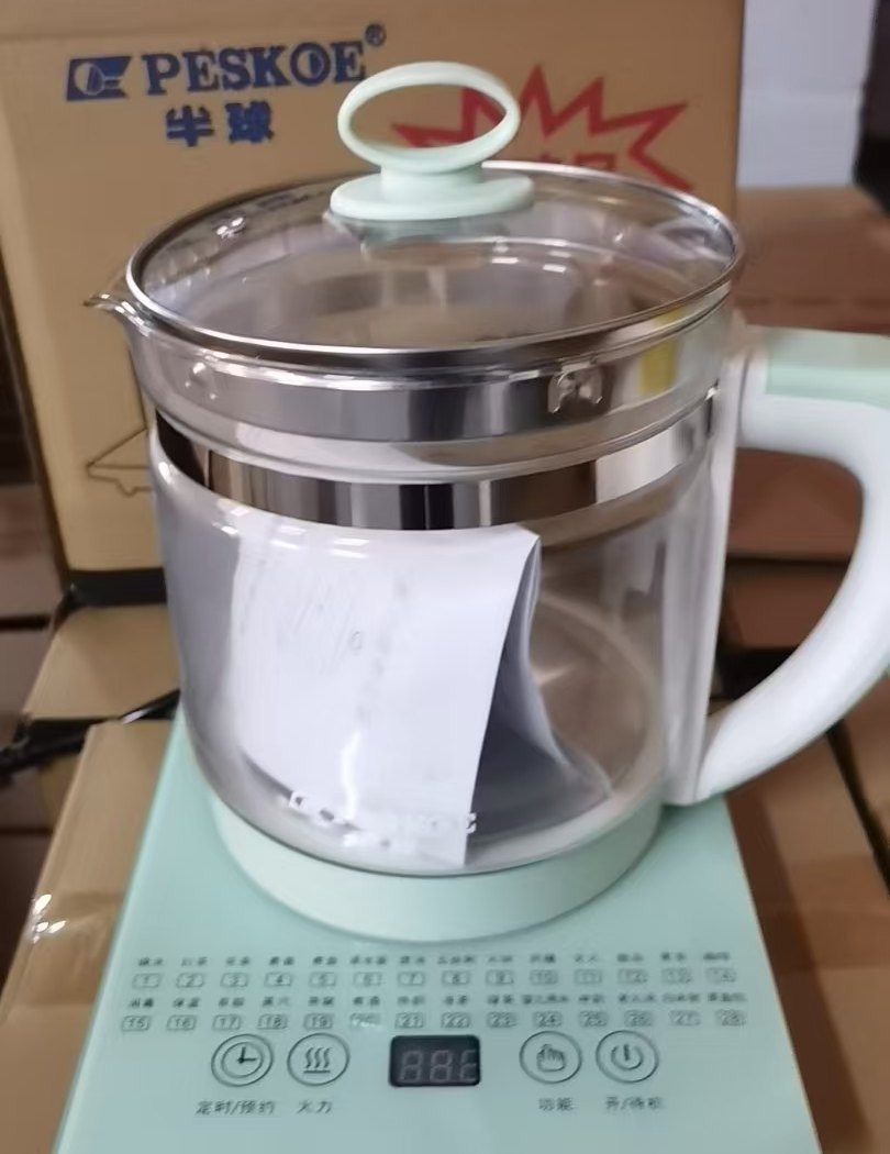 Peskoe 1.8L Glass Health Pot – Multi-Function Electric Tea & Soup Kettle – Pot and touch base