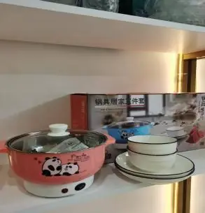 Electric Cooking Pot with 4-Piece Tableware Set