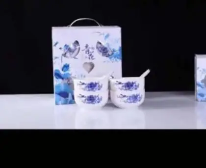Blue-and-White Porcelain 4-Piece Set