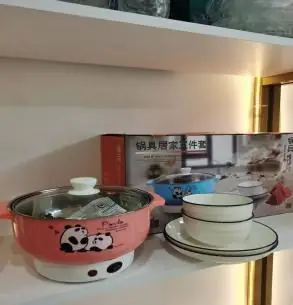 Electric Cooking Pot with 4-Piece Tableware Set